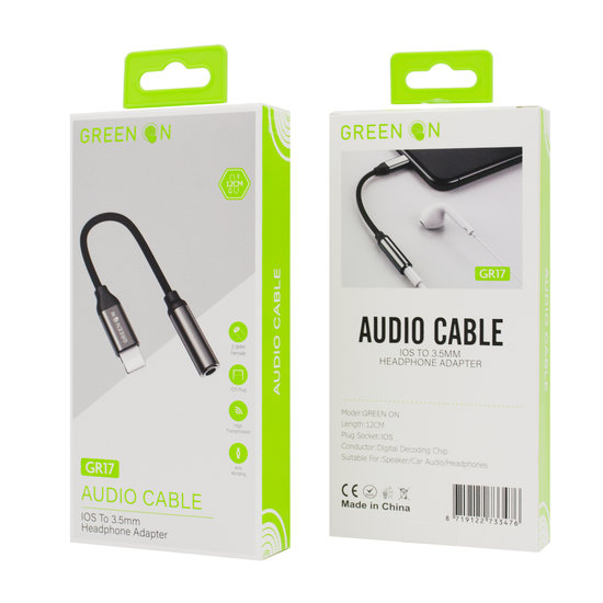 GREEN ON TABLE DISPLAY 25X ITEMS /USB CABLE/DUAL CAR CHARGER/HOLDER/AUX CABLE/AUDIO CONVERTER