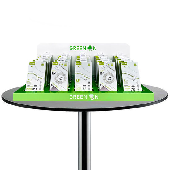 GREEN ON TABLE DISPLAY  25X FAST USB CABLE 1M / 2M / 3M LIGHTNING / USB C / USB C- USB C / USB C - Lightning