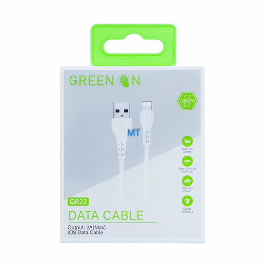 GREEN ON 2A Lightning - USB Cable 1M GR22
