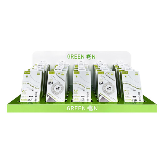 GREEN ON TABLE DISPLAY  25X FAST USB CABLE 1M / 2M / 3M LIGHTNING / USB C / USB C- USB C / USB C - Lightning