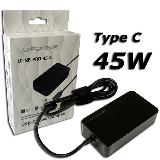 LC Power Universal Multi-range Notebook USB-C Adapter 45W LC-NB-PRO-45-C