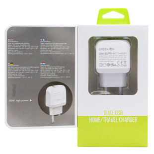 GREEN ON 20W Dual PD + QC3.0 Travel Charger A2316C-EU