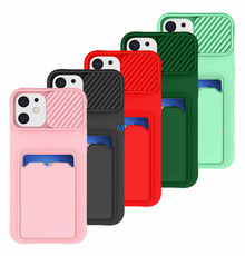 GREEN ON Card Case Anti Shock Silicone With Camera Slider For I-Phone 11 Pro