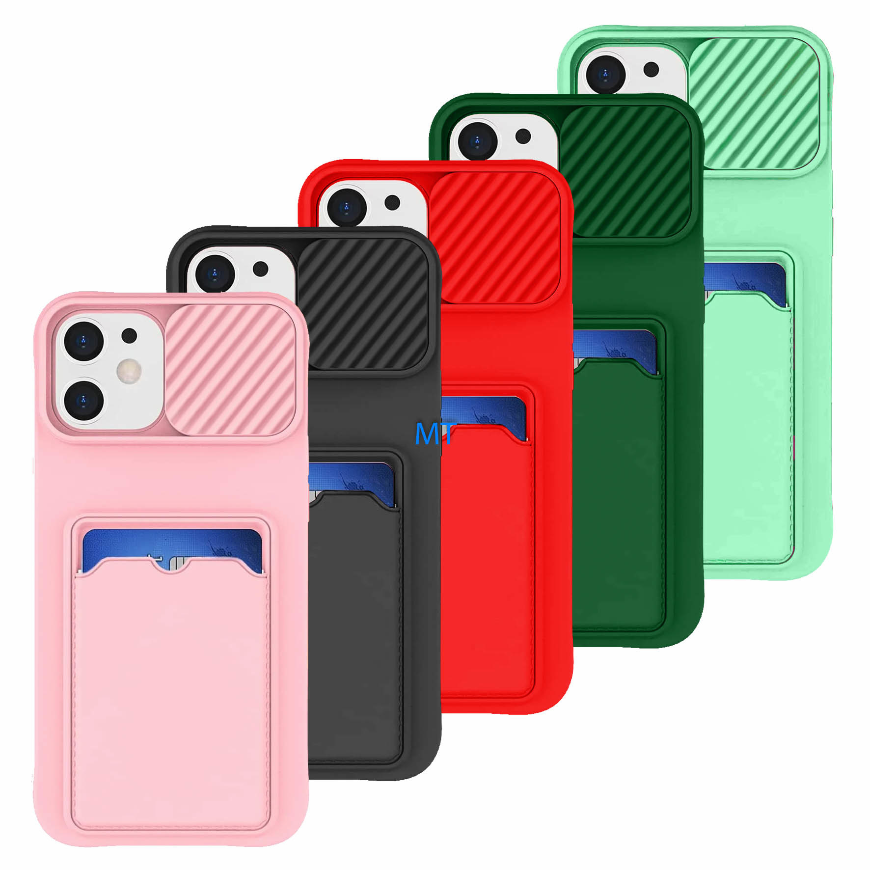 GREEN ON Card Case Anti Shock Silicone With Camera Slider For I-Phone 11 Pro Max, foto 2 van 6