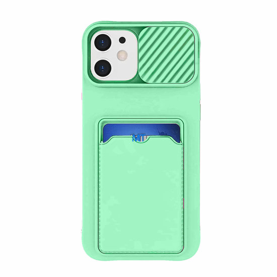 GREEN ON Card Case Anti Shock Silicone With Camera Slider For I-Phone 11 Pro Max