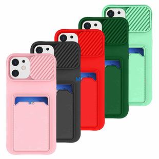 GREEN ON Card Case Anti Shock Silicone With Camera Slider For I-Phone 13