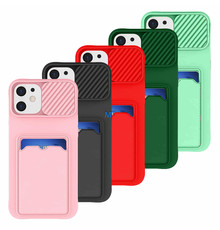 GREEN ON Card Case Anti Shock Silicone With Camera Slider For I-Phone 13 Pro Max