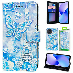 GREEN ON 3D Print Wallet Case Paris Butterfly Galaxy S23