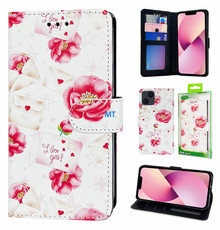 GREEN ON 3D Print Wallet Case Red Flowers Galaxy S23