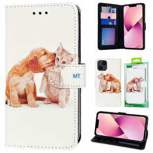 GREEN ON 3D Print Wallet Case Dog & Cat Galaxy S23