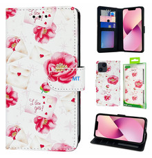GREEN ON 3D Print Wallet Case Red Flowers Galaxy S23 Plus