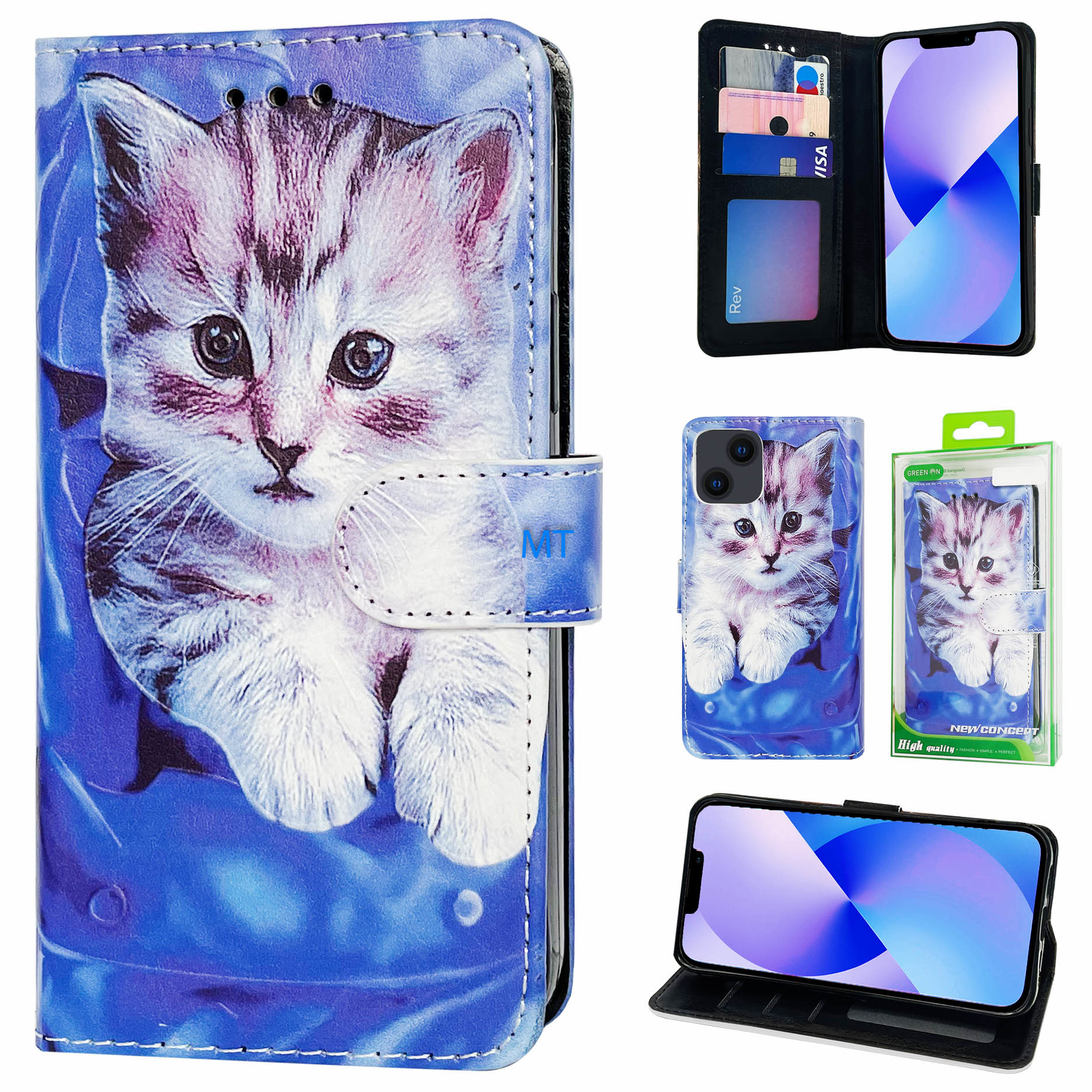 GREEN ON 3D Print Wallet Case Pocket Cat Galaxy S23 Plus | MTimpex.com