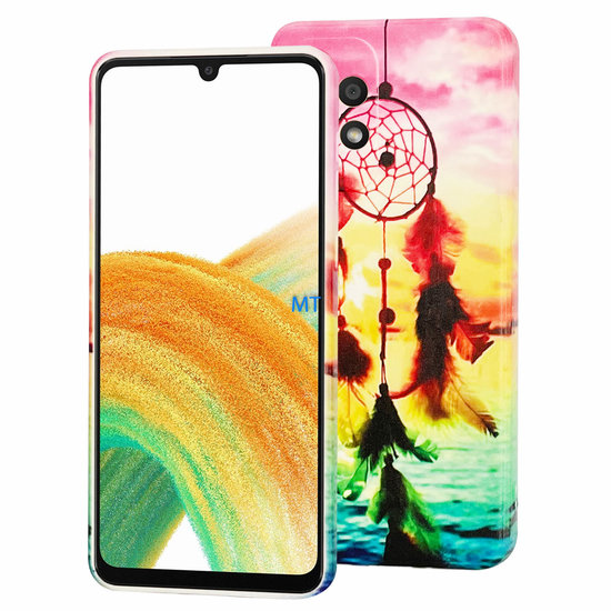 GREEN ON TPU Print Pink Sky Feather Galaxy A33 5G