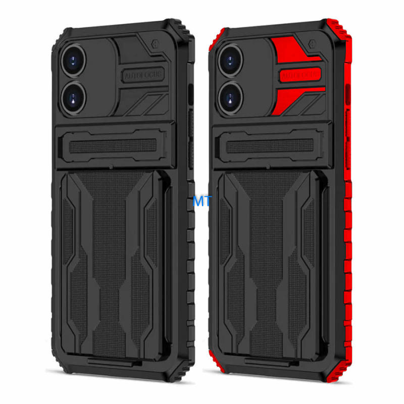 GREEN ON Armor Card Holder Anti Shock Case for IPhone 14 Pro, foto 3 van 6