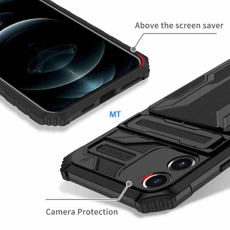 GREEN ON Armor Card Holder Anti Shock Case for IPhone 14 Pro, foto 6 van 6