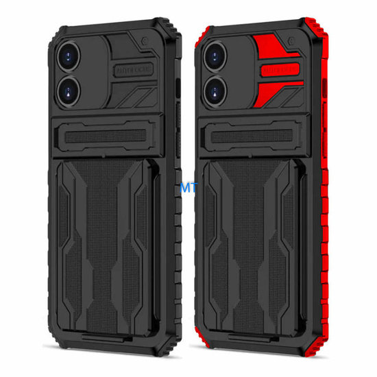 GREEN ON Armor Card Holder Anti Shock Case for IPhone 14