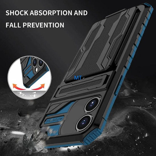 GREEN ON Armor Card Holder Anti Shock Case for IPhone 12