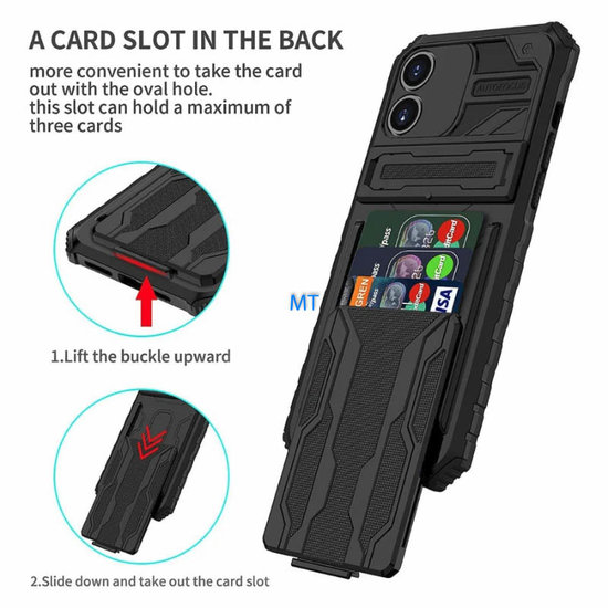 GREEN ON Armor Card Holder Anti Shock Case for IPhone 12