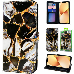 GREEN ON 3D Print Wallet Case Gold Black Marble Galaxy S23