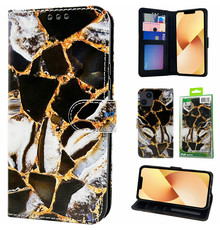 GREEN ON 3D Print Wallet Case Gold Black Marble Galaxy A13 5G / A04S