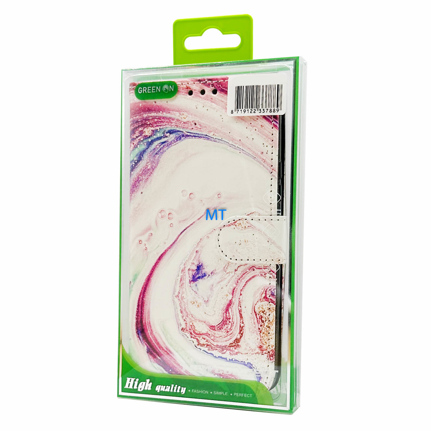 GREEN ON 3D Print Wallet Case Purple Marble Galaxy S23, foto 2 van 6
