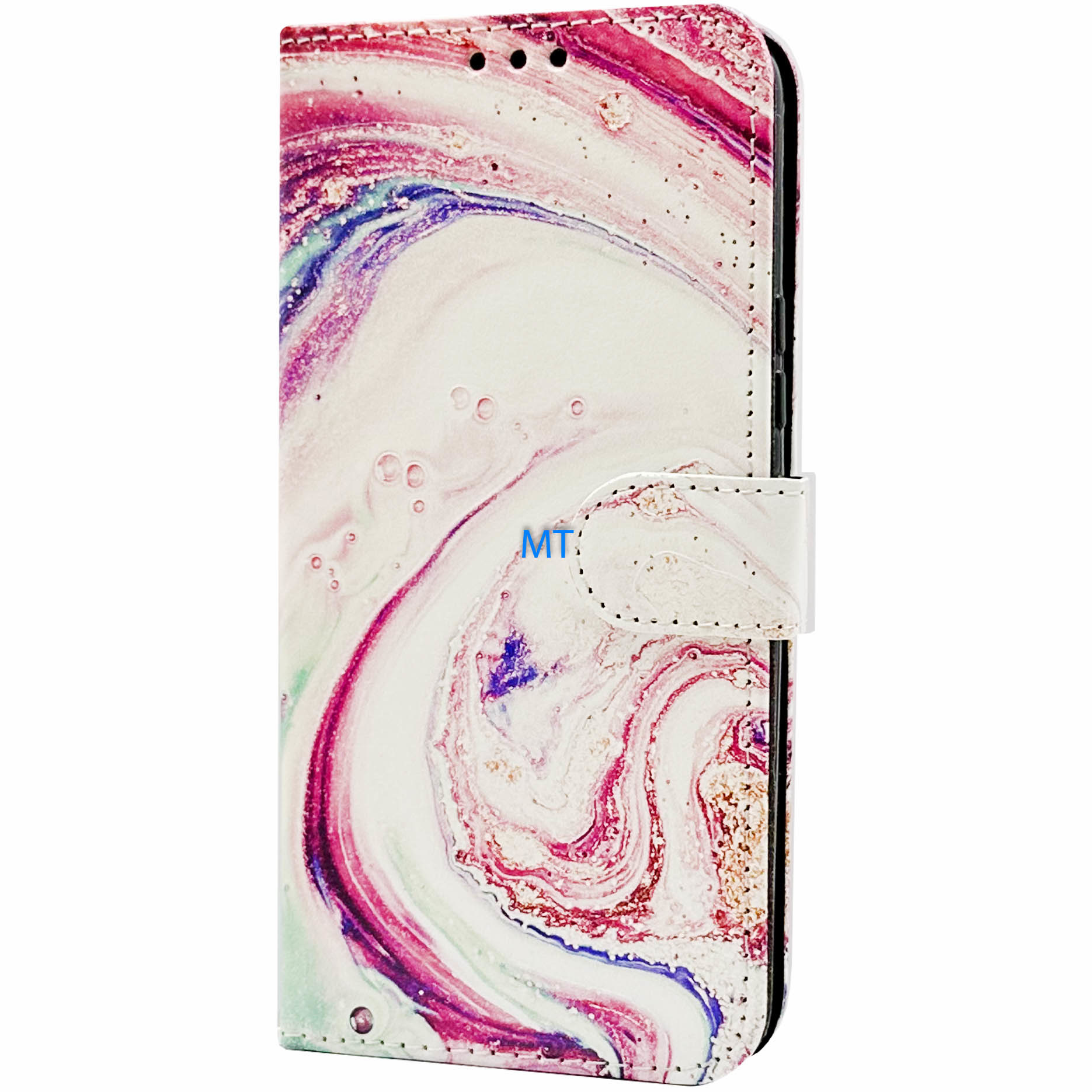 GREEN ON 3D Print Wallet Case Purple Marble Galaxy S23 Plus, foto 3 van 6