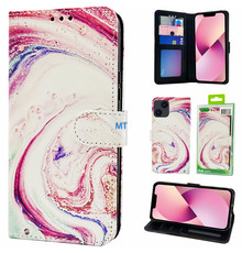 GREEN ON 3D Print Wallet Case Purple Marble Galaxy A13 5G / A04S