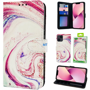 GREEN ON 3D Print Wallet Case Purple Marble Galaxy A54 5G