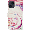 GREEN ON 3D Print Wallet Case Purple Marble Galaxy A54 5G