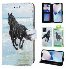 GREEN ON 3D Print Wallet Case Black Horse Galaxy A23 4G / 5G