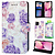 GREEN ON 3D Print Wallet Case Purple Flowers Galaxy S22