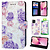 GREEN ON 3D Print Wallet Case Purple Flowers Galaxy S22 Ultra