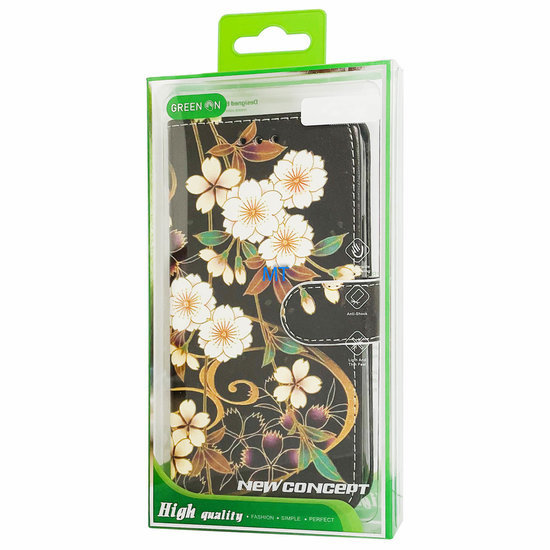 GREEN ON 3D Print Wallet Case White Flower Galaxy S22 Plus