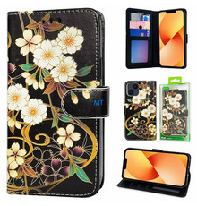 GREEN ON 3D Print Wallet Case White Flower Galaxy A73 5G
