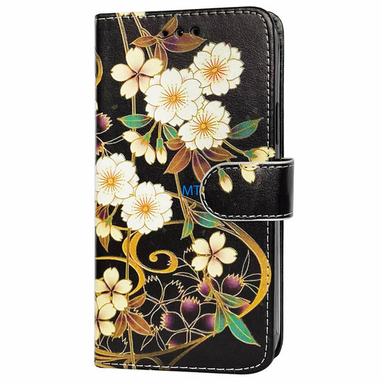 GREEN ON 3D Print Wallet Case White Flower Galaxy A42, foto 3 van 6