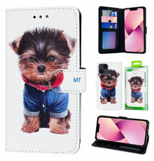 Estojo tipo carteira com impressão 3D verde Yorkshire cachorrinho Galaxy A32 4G