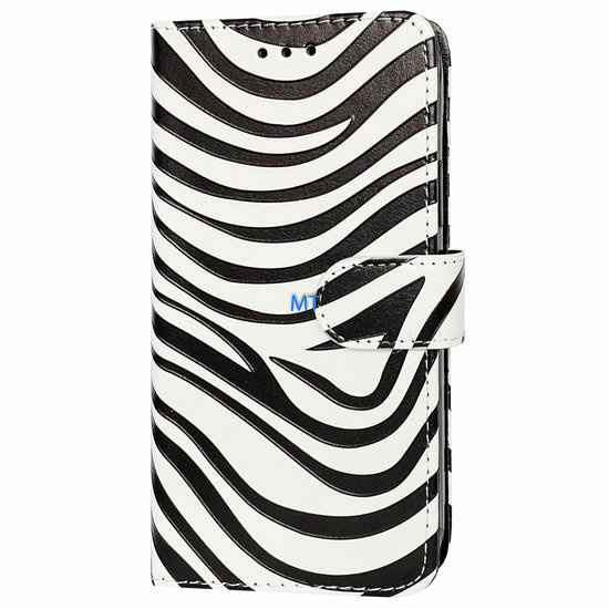 GREEN ON 3D Print Wallet Case Black Zebra Skin A03 Core, foto 3 van 6