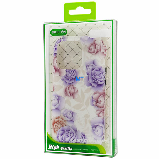 GREEN ON Print Silicone Case Anti Shock Purple Flower Galaxy A13 5G / A04s