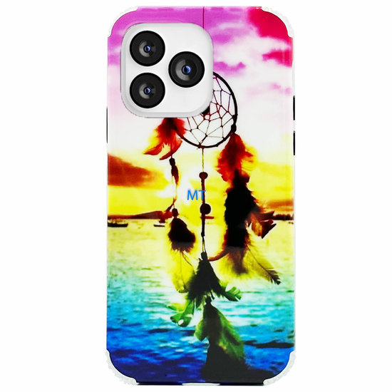 GREEN ON Print Silicone Case Anti Shock Pink Sky Feather Galaxy A13 5G / A04s