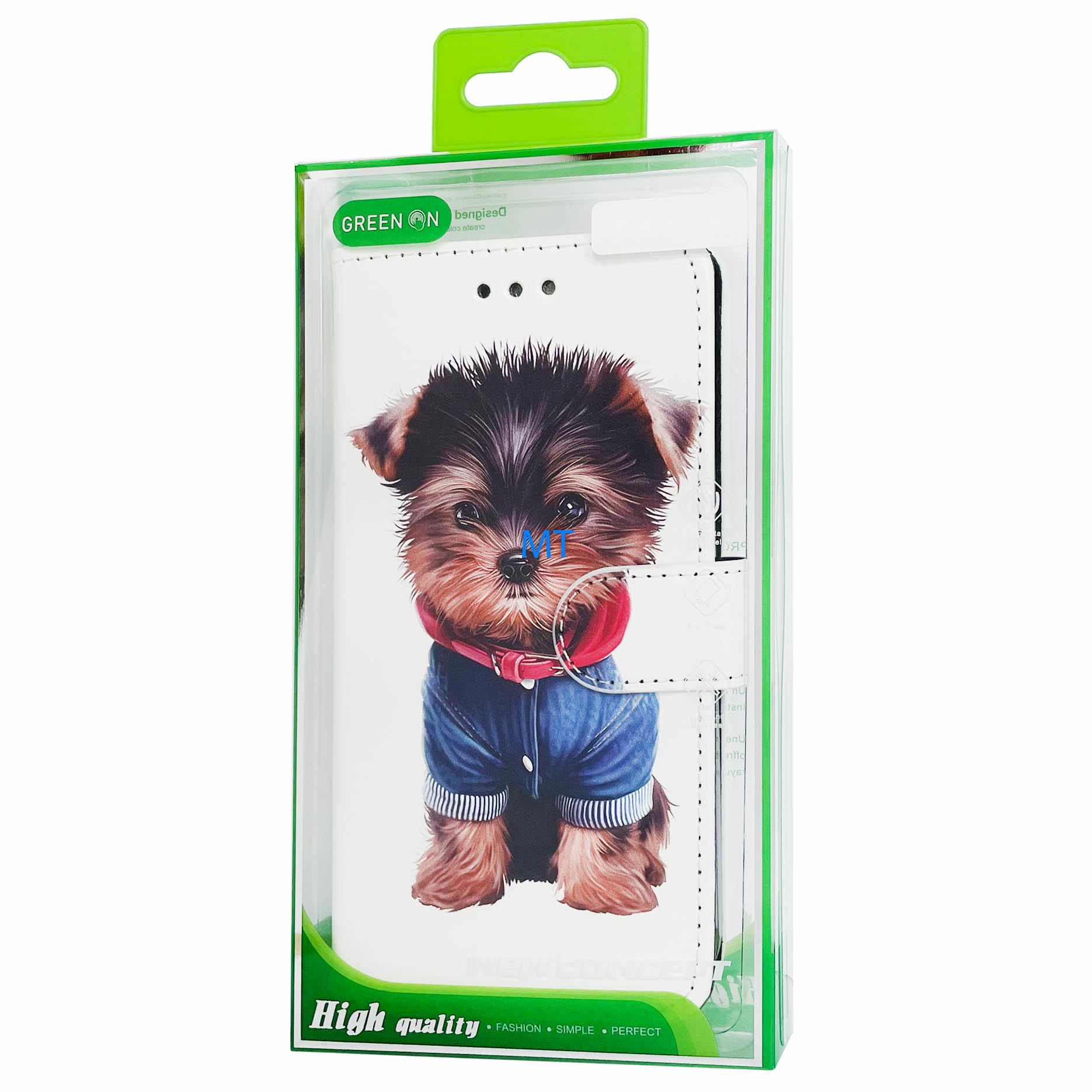 GREEN ON 3D Print Wallet Case Yorkshire Puppy Oppo Reno7 4G, foto 2 van 6