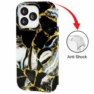 GREEN ON Print Silicone Case Anti Shock Black Marble IPhone 11