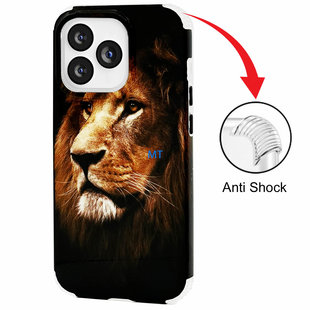 GREEN ON Print Silicone Case Anti Shock Lion IPhone 12 / 12 Pro