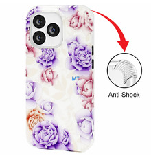 GREEN ON Print Silicone Case Anti Shock Purple Flower IPhone 12 / 12 Pro