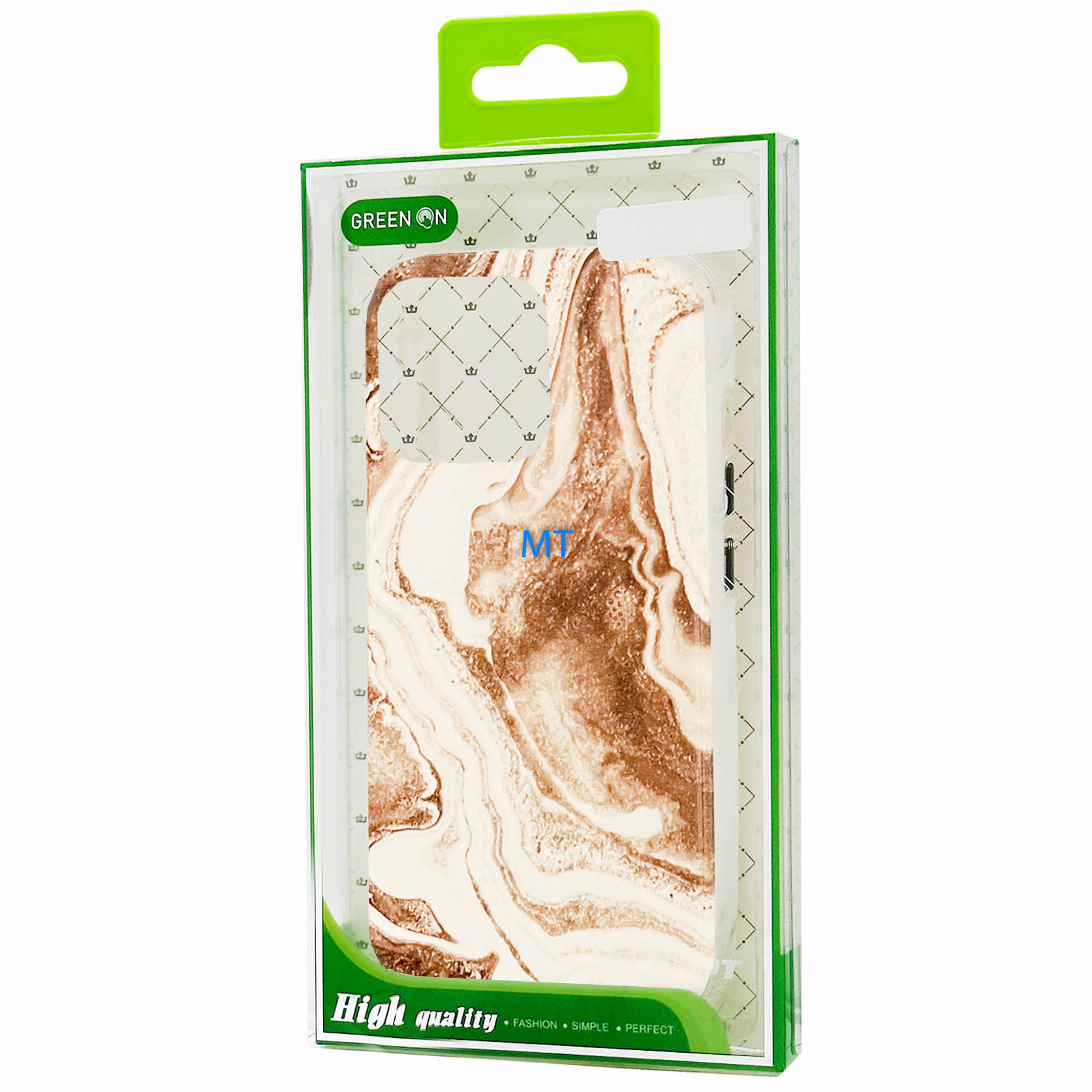 GREEN ON Print Silicone Case Anti Shock Brown Marble 12 / 12 Pro, foto 2 van 3