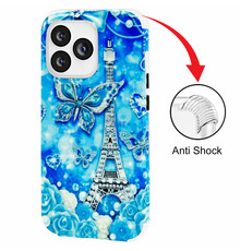 GREEN ON Print Silicone Case Anti Shock Blue Butterfly IPhone 13