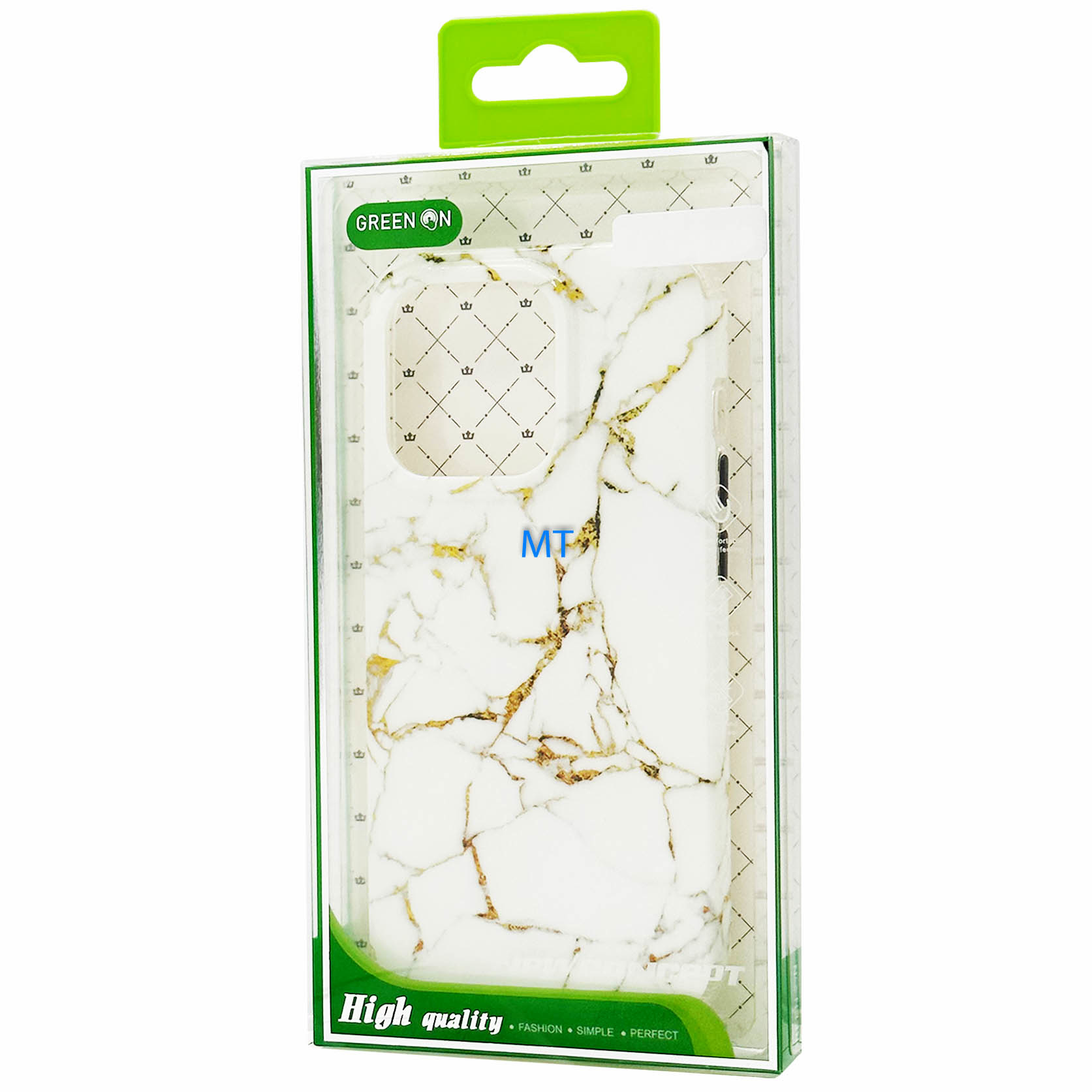 GREEN ON Print Silicone Case Anti Shock Brown Line Marble IPhone 13, foto 2 van 3