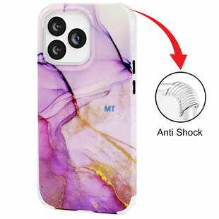 GREEN ON Print Silicone Case Anti Shock Purple Marble IPhone 13