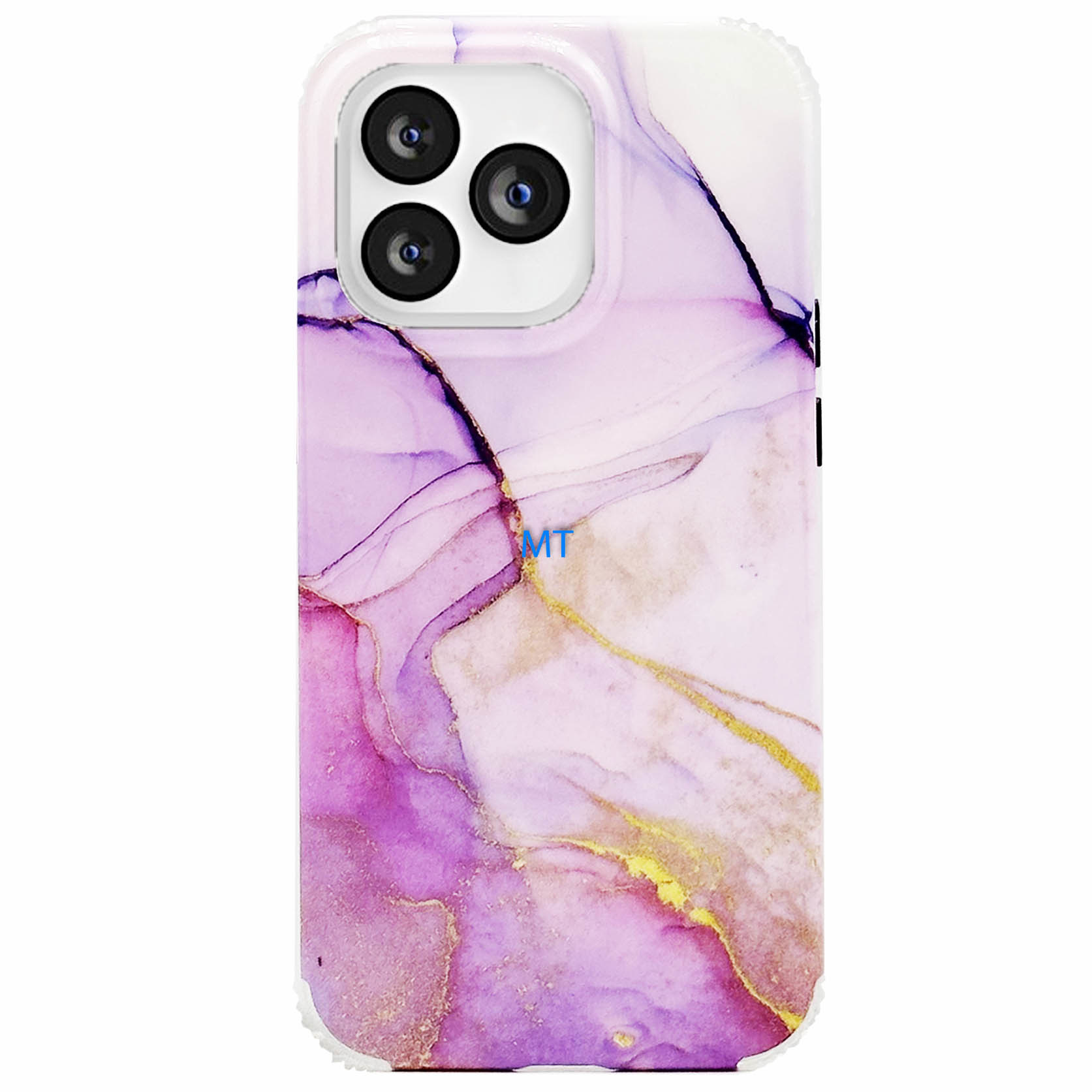 GREEN ON Print Silicone Case Anti Shock Purple Marble IPhone 13, foto 3 van 3