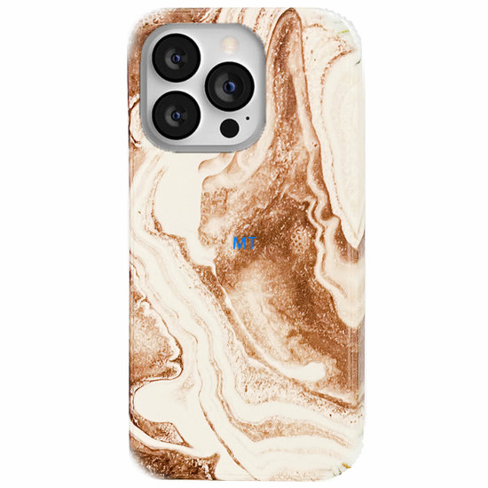 GREEN ON Print Silicone Case Anti Shock Brown Marble IPhone 13