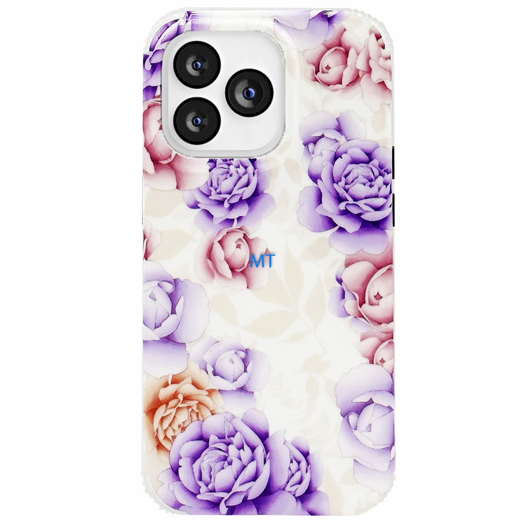 GREEN ON Print Silicone Case Anti Shock Purple Flower IPhone 13 Pro, foto 3 van 3